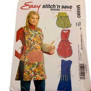 McCalls M5690 Easy Stitch N Save Apron Sewing Pattern Fits Sizes Small-XL